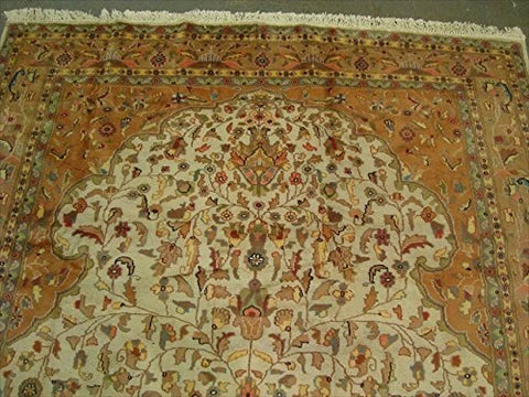 AHMEDANI Mehrab Vase Life Floral Exclusive Designed Rectangle Area Rug Wool Silk Hand Knotted Carpet (10.2 x 7.3)'