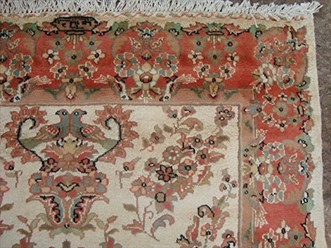 Love Birds Baagh Garden Peace Live Animals Area Rugs Hand Knotted Wool Silk Carpet (6 x 4)'