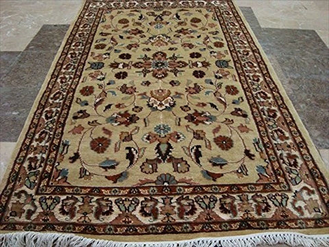 Beige Yellow Ivory Touch Exclusive Oriental Area Rug Hand Knotted Wool Silk Carpet (5 x 3)'