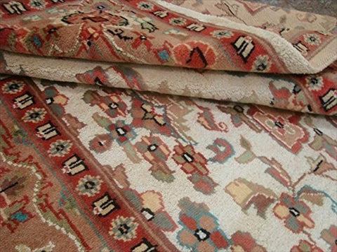 Ivory Medallion Floral Area Rug Hand Knotted Wool Silk Indoor Home Decor Carpet (6 x 4)'