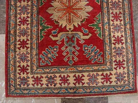 Kazak Super Geometric Veg Dyed Mahal Rectangle Rug Hand Knotted Carpet (3.9 x 2.10)'