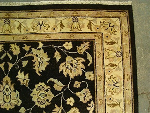 Excellent Black Chobi Zeigler Mahal Vege Dyed Area Rugs Hand Knotted Carpet (7.11 x 5.8)'