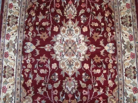 AHMEDANI Shahe-Taj Ruby Red Exclusive Area Rug Hand Knotted Wool Silk Carpet (6 x 4)'