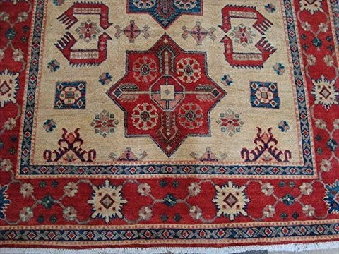 Kazak Super Geometric Veg Dyed Mahal Rectangle Rug Hand Knotted Carpet (6.6 x 5.0)'