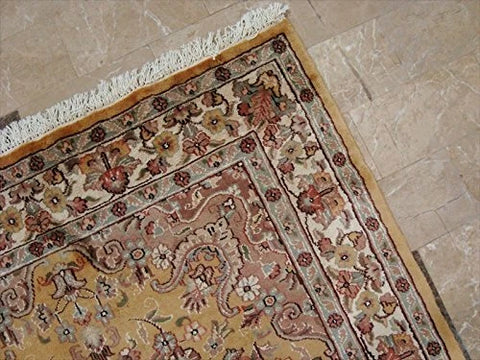 Awesome Love Sun Floral Oriental Area Rug Hand Knotted Wool Silk Carpet (6 x 4)'