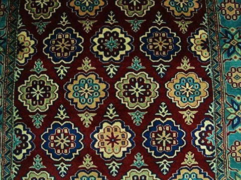 AHMEDANI Exclusive Floral Designed Rectangle Area Rug Hand Knotted Wool Silk Carpet (6 x 4)'