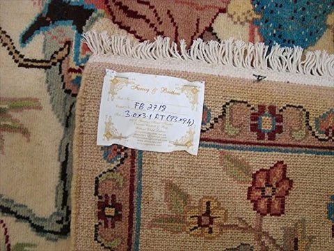Hunting King Lion Deer Tiger Horse Hand Knotted Wool Silk Square Rug Indoor Carpet (3 x 3)'
