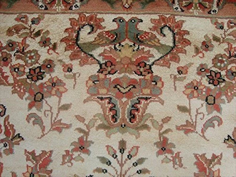 Love Birds Baagh Garden Peace Live Animals Area Rugs Hand Knotted Wool Silk Carpet (6 x 4)'
