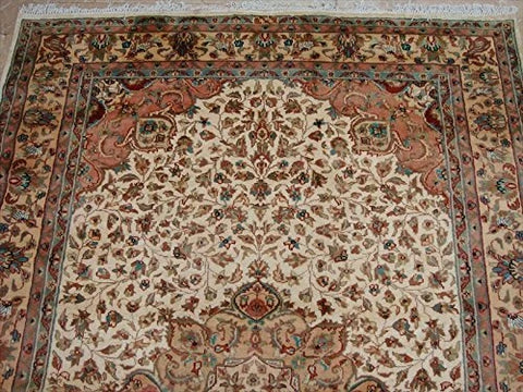 Gorgeous Floral Medallion Chirag Birds Area Rug Wool Silk Hand Knotted Carpet (9 x 6)'
