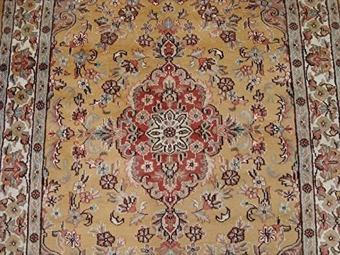 Awesome Love Sun Floral Oriental Area Rug Hand Knotted Wool Silk Carpet (6 x 4)'