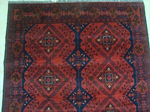 Exclusive Afghan Khal Muhamadi Dark Red Rectangle Area Rug Hand Knotted Wool Carpet (6.5 x 4.0)'