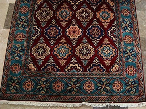 AHMEDANI Exclusive Floral Designed Rectangle Area Rug Hand Knotted Wool Silk Carpet (6 x 4)'