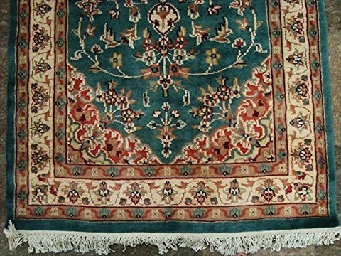 AHMEDANI Floral Ivory Touch Medallion Rectangle Area Rug Hand Knotted Wool Silk Carpet (5 x 3)'