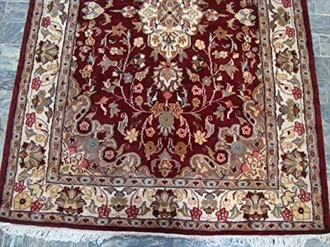 AHMEDANI Shahe-Taj Ruby Red Exclusive Area Rug Hand Knotted Wool Silk Carpet (6 x 4)'