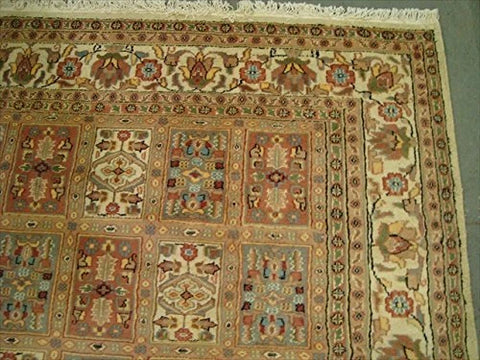 Bakhtiari Pestal Flower All Over Rectangle Area Rug Wool Silk Hand Knotted Carpet (12.1 x 9.2)'