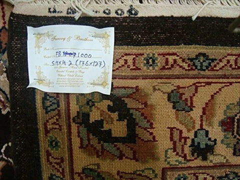 Excellent Hot Brownie Choco Medallion Rectangle Area Rug Wool Silk Hand Knotted Carpet (6 X 4)'