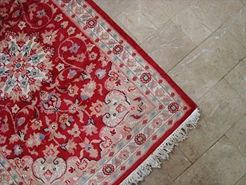 Awesome Love Red Floral Hand Knotted Oriental Rug Wool Silk Carpet Pair (4 x 2.6)'