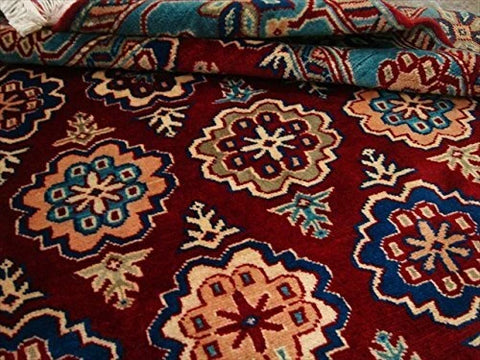 AHMEDANI Exclusive Floral Designed Rectangle Area Rug Hand Knotted Wool Silk Carpet (6 x 4)'
