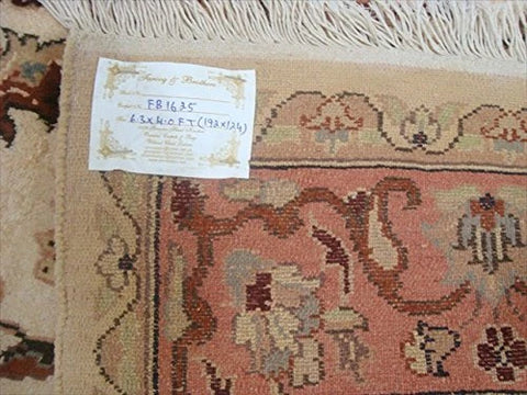 Kash Ivory Medallion Floral Gorgeous Designed Rectangle Area Rug Wool Silk Hand Knotted Carpet (6 x 4)'