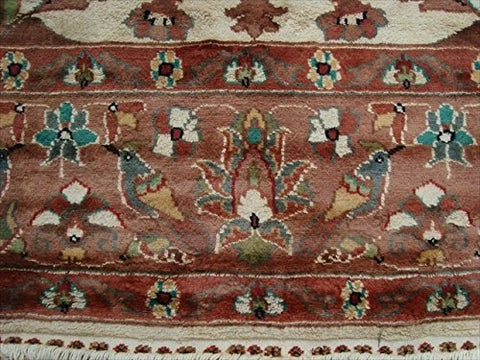 Exclusive Tree of Life Bird Jungle Hand Knotted Area Rug Wool Silk Carpet (9 x 6)'