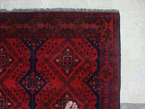 Exclusive Afghan Khal Muhamadi Dark Red Rectangle Area Rug Hand Knotted Wool Carpet (6.5 x 4.0)'