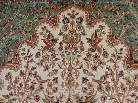 Exclusive Area Rug Tree of Life Peace Birds Rectangle Hand Knotted Carpet Silk Wool (10.3 x 7.3)'
