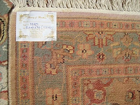 AHMEDANI Classic Medallion Floral Rectangle Area Rug Hand Knotted Wool Silk Carpet (5 x 3)'