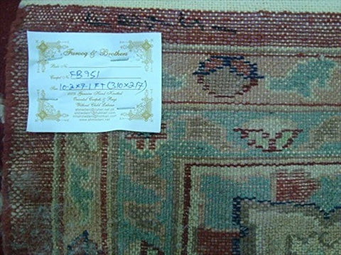 AHMEDANI Rectangle Area Rug Amazing Red Floral Hand Knotted Silk Wool Carpet (10 x 7)'