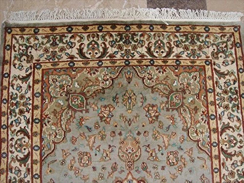Awesome Exotic Grey Silver Floral Medallion Area Rug Hand Knotted Wool Silk Carpet (6 x 4)'
