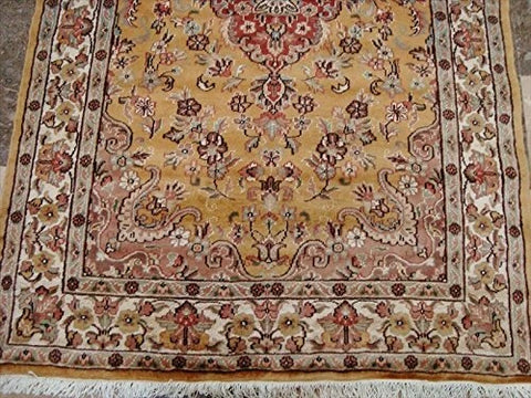 Awesome Love Sun Floral Oriental Area Rug Hand Knotted Wool Silk Carpet (6 x 4)'
