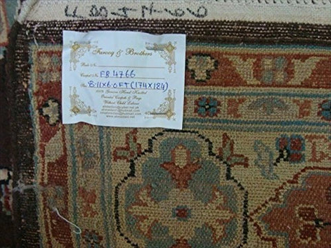 AHMEDANI Exclusive Chocolate Brown Rectangle Area Rug Hand Knotted Wool Silk Carpet (9 X 6)'