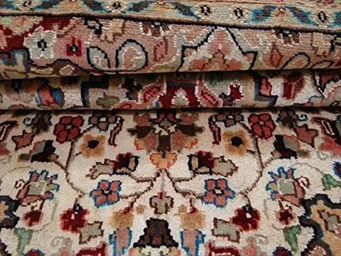 Love Ivory Medallion Flowers Area Rug Wool Silk Hand Knotted Carpet (5 x 3)'