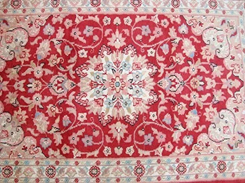 Awesome Love Red Floral Hand Knotted Oriental Rug Wool Silk Carpet Pair (4 x 2.6)'