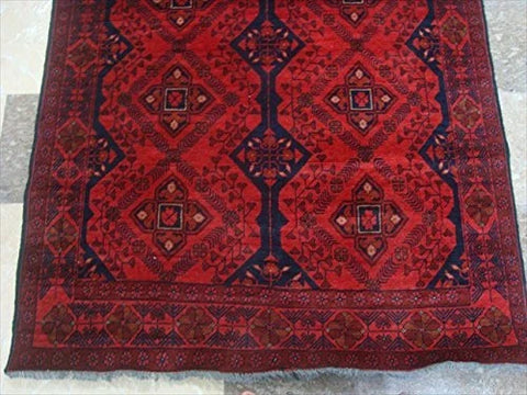 Exclusive Afghan Khal Muhamadi Dark Red Rectangle Area Rug Hand Knotted Wool Carpet (6.5 x 4.0)'