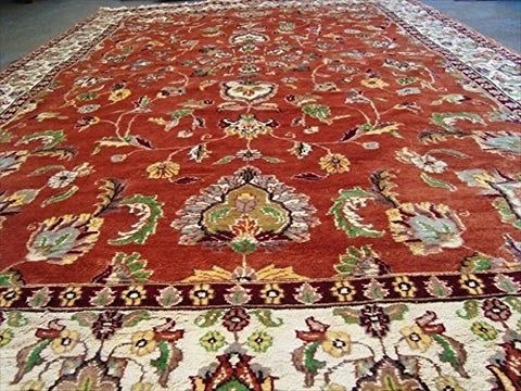 Exclusive Fire Flies Designed Copper Ivory Rectangle Area Rug Wool Silk Hand Knotted Carpet (9 X 6)'