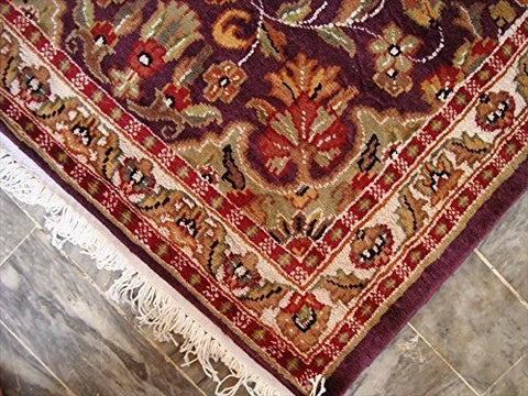 Amazing Purple Lilac Rare Hand Knotted Wool Silk Carpet Runner Rug (8 X 2.6)