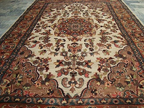 Guleaina Flowral Classic Designed Area Rug Hand Knotted Wool Silk Carpet (6 x 4)'