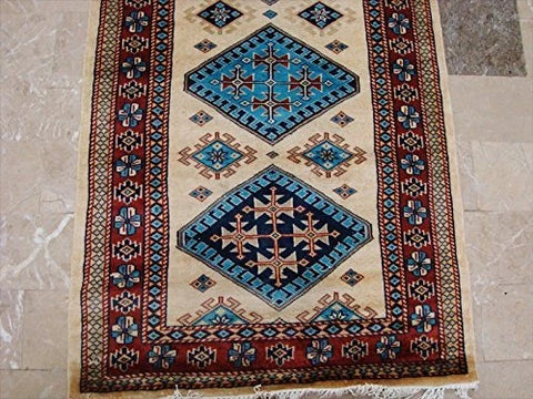 Excellent Kazak Shirvan Kuba Rectangle Wool Carpet Hand Knotted Runner Rug (8.6 x 2.8)'