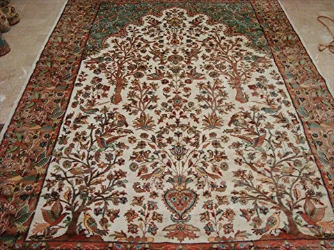 Exclusive Area Rug Tree of Life Peace Birds Rectangle Hand Knotted Carpet Silk Wool (10.3 x 7.3)'