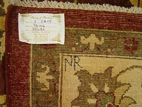 Exclusive Chobi Zeigler Mahal Rectangle Area Rug Vege Dyed Hand Knotted Carpet (9.1 x 6.1)'