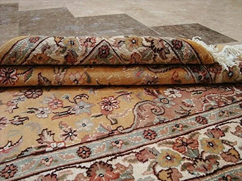 Awesome Love Sun Floral Oriental Area Rug Hand Knotted Wool Silk Carpet (6 x 4)'