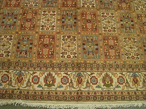 Bakhtiari Pestal Flower All Over Rectangle Area Rug Wool Silk Hand Knotted Carpet (12.1 x 9.2)'