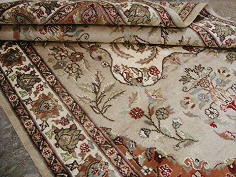Awesome Ivory Medallion Flowers Rectangle Area Rug Hand Knotted Wool Silk Carpet (6 x 4)'