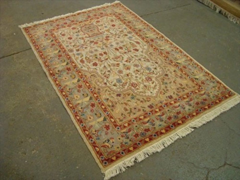 Exclusive Tree of Life Birds All Over Floral Designed Brand New Area Rugs Silk Wool Hand Knotted Carpet (6 x 4)'