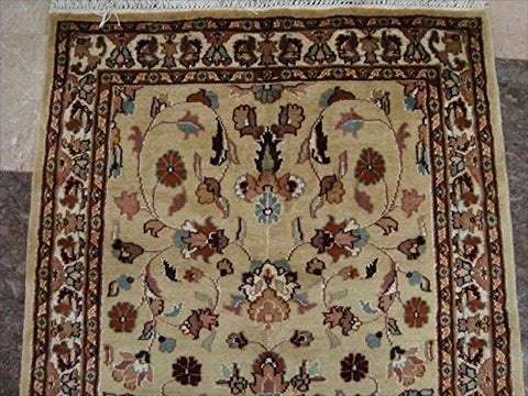 Beige Yellow Ivory Touch Exclusive Oriental Area Rug Hand Knotted Wool Silk Carpet (5 x 3)'