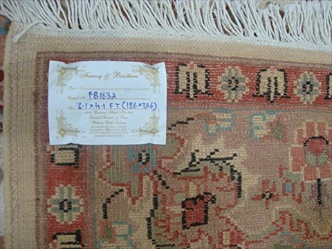 Ivory Medallion Floral Area Rug Hand Knotted Wool Silk Indoor Home Decor Carpet (6 x 4)'