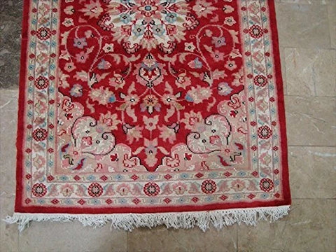Awesome Love Red Floral Hand Knotted Oriental Rug Wool Silk Carpet Pair (4 x 2.6)'