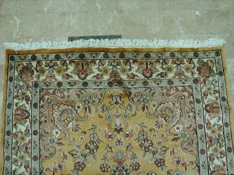 Awesome Love Sun Floral Oriental Area Rug Hand Knotted Wool Silk Carpet (6 x 4)'