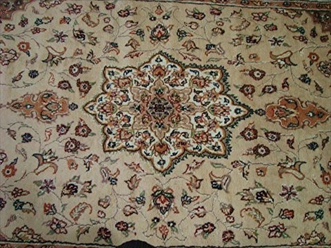 Beige Tan Floral Exclusive Rectangle Area Rug Hand Knotted Wool Silk Carpet (9.8 x 5.1)'