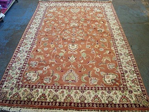 Exclusive Fire Flies Designed Copper Ivory Rectangle Area Rug Wool Silk Hand Knotted Carpet (9 X 6)'